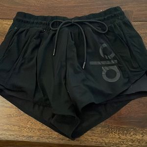 Alo yoga black mesh running shorts. Size small